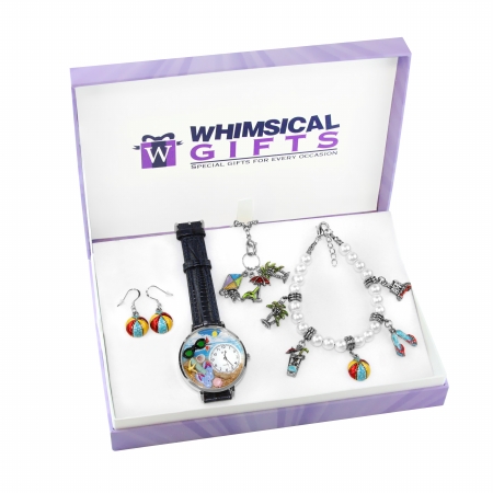 Picture of Whimsical Gifts 1500S-4WBNESET Summer Fun in the Sun Silver 4 Piece Watch-Bracelet-Necklace-Earrings Jewelry Set