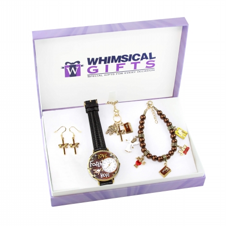Picture of Whimsical Gifts 1600G-4WBNESET Religious Gold 4 Piece Watch-Bracelet-Necklace-Earrings Jewelry Set