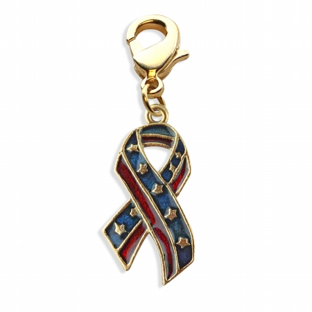 Picture of Whimsical Gifts 2580G Stars & Stripes Ribbon Charm Dangle in Gold