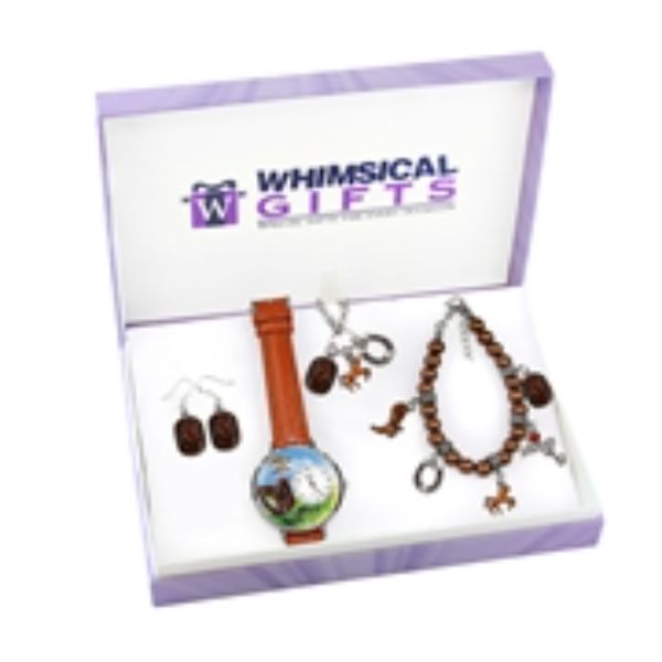 Picture of Whimsical Gifts 1010S-4WBNESET Horse Lover Watch & Jewelry Gift Set&#44; Silver - 4 Piece