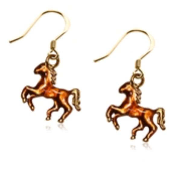 Picture of Whimsical Gifts 1208G-ER Horse Charm Earrings&#44; Gold