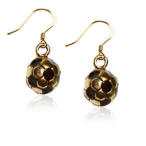 Picture of Whimsical Gifts 1376G-ER Soccer Charm Earrings&#44; Gold