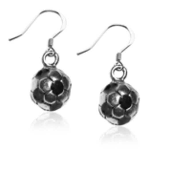 Picture of Whimsical Gifts 1376S-ER Soccer Charm Earrings&#44; Silver