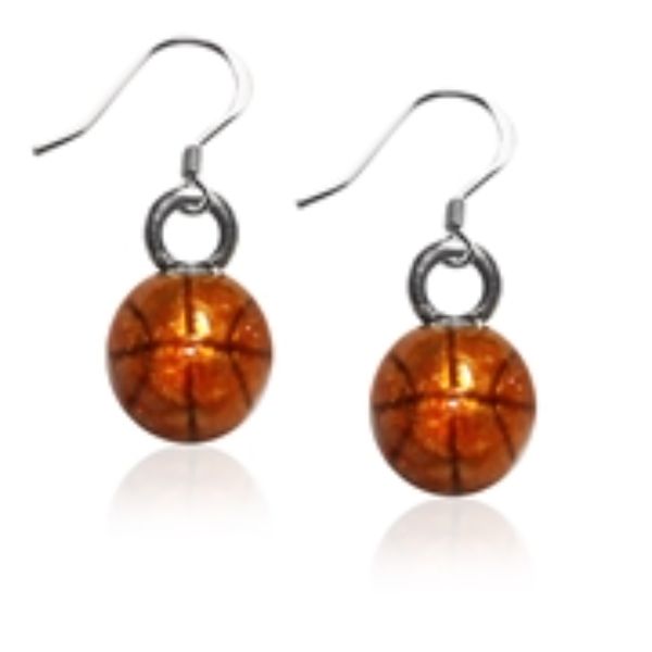 Picture of Whimsical Gifts 1377S-ER Basketball Charm Earrings&#44; Silver