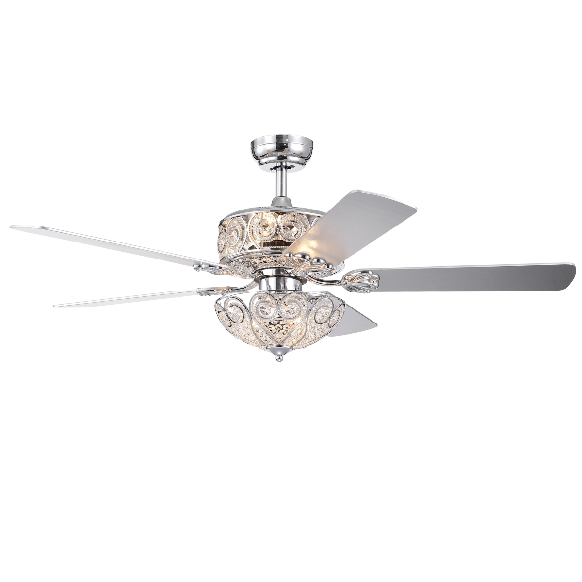 CFL-8370REMO-CH 52 in. Catalina 5-Blade Crystal Ceiling Fan, Chrome