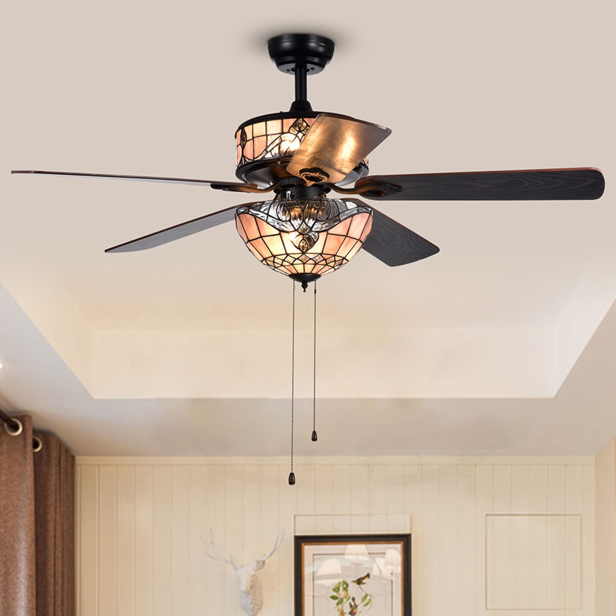CFL-8285BL 28 in. Orla 4-Light Indoor Hand Pull Chain Ceiling Fan, Black