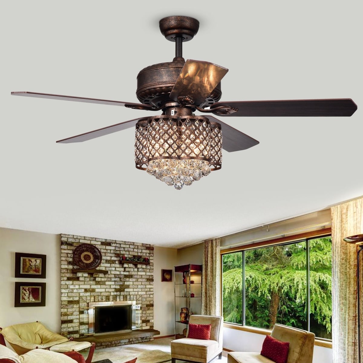 CFL-8316REMO-RB 52 in. Pshita Indoor Remote Controlled Ceiling Fan with Light Kit, Bronze