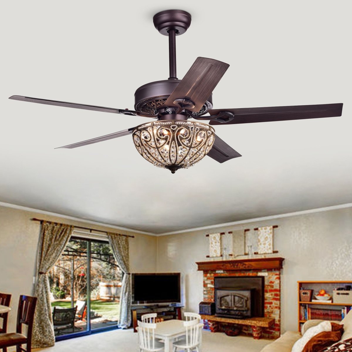 Picture of Warehouse of Tiffany CFL-8111REMO-AB 48 in. Catalina Indoor Remote Controlled Ceiling Fan with Light Kit, Bronze
