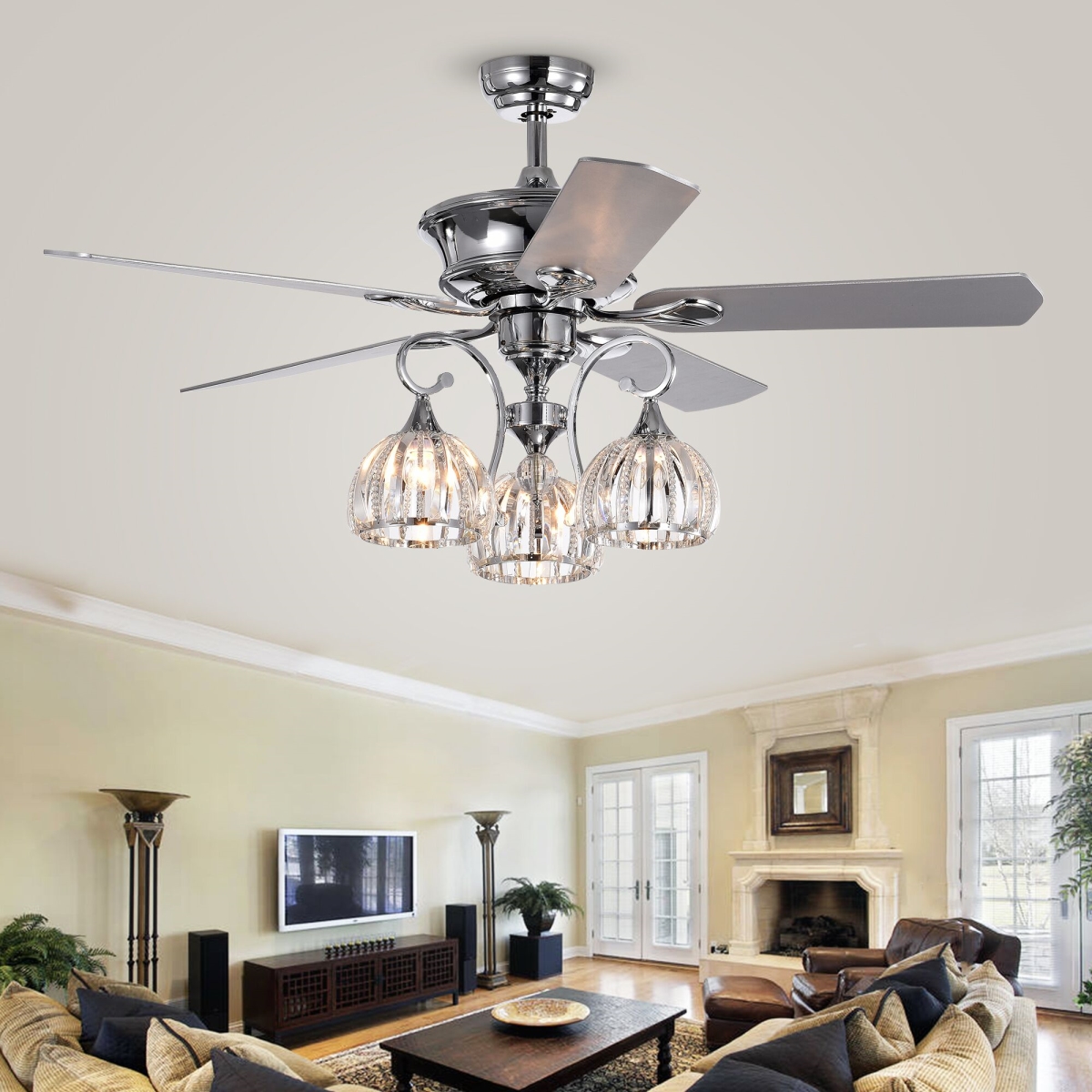 CFL-8332REMO 52 in. Mavyn Indoor Remote Controlled Ceiling Fan with Light Kit, Chrome