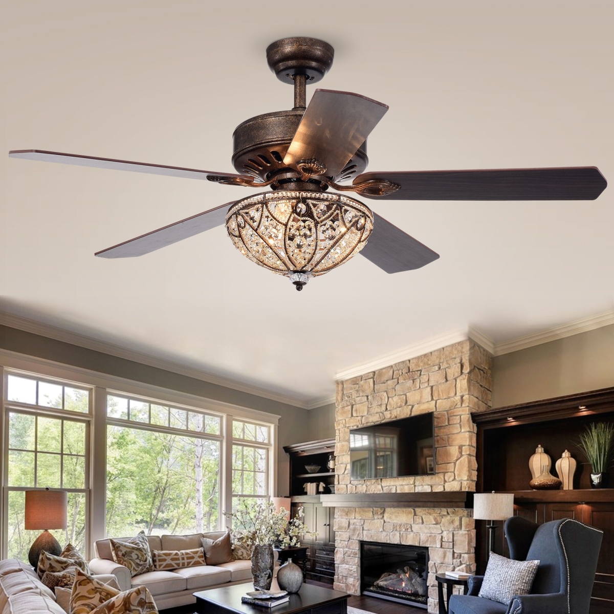 CFL-8353REMO-RB 52 in. Gliska Indoor Remote Controlled Ceiling Fan with Light Kit, Bronze
