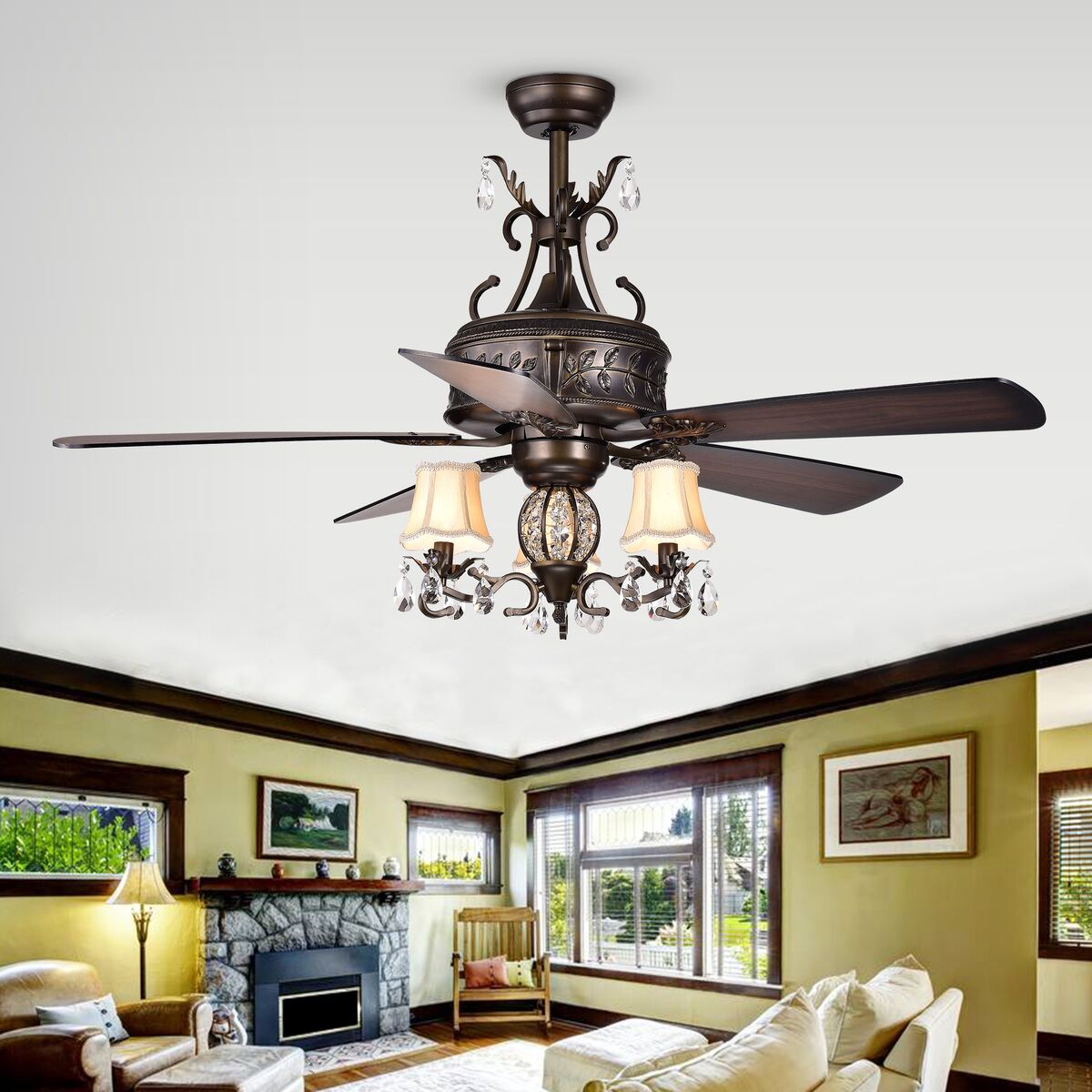 CFL-8211REMO-AB 52 in. Firtha Indoor Remote Controlled Ceiling Fan with Light Kit, Bronze