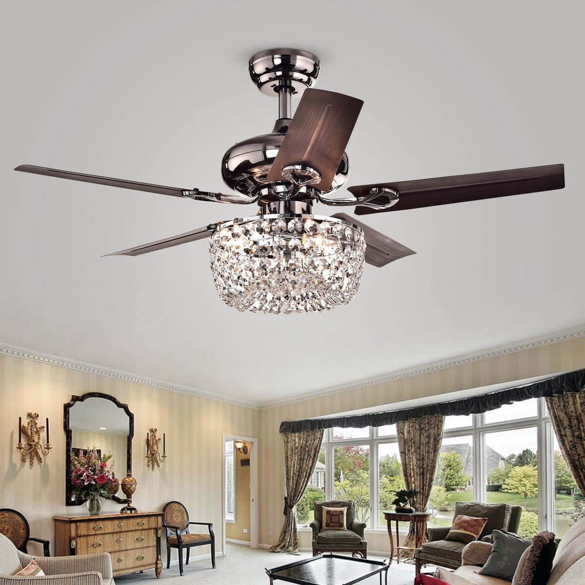 Picture of Warehouse of Tiffany CFL-8110REMO-CH 43 in. Angel Indoor Remote Controlled Ceiling Fan with Light Kit, Chrome