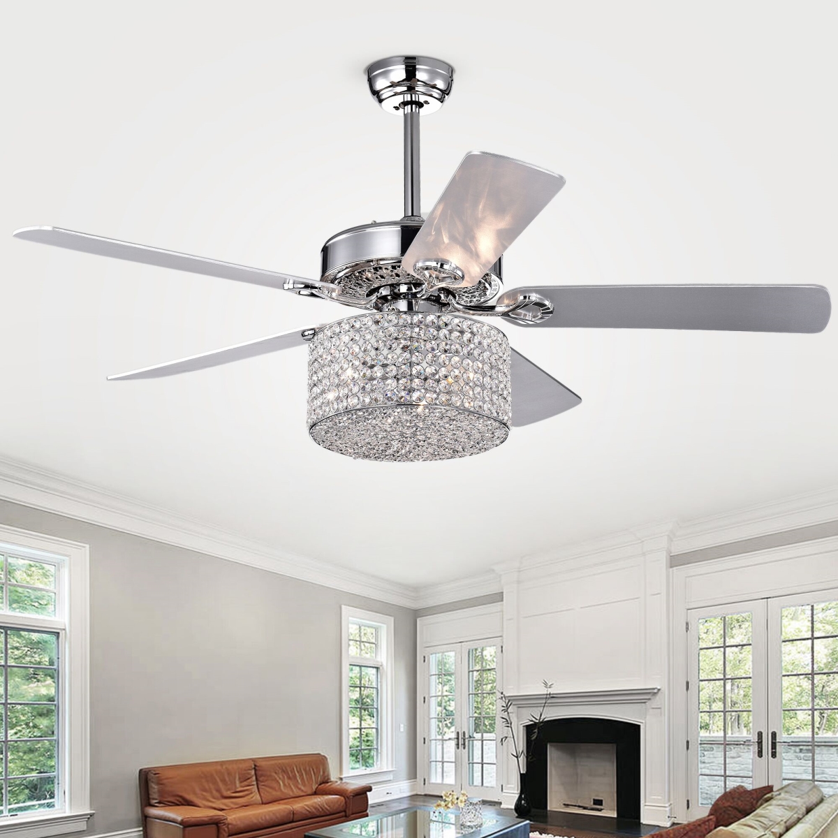 CFL-8409REMO-CH 52 in. Rexen Indoor Remote Controlled Ceiling Fan with Light Kit, Chrome