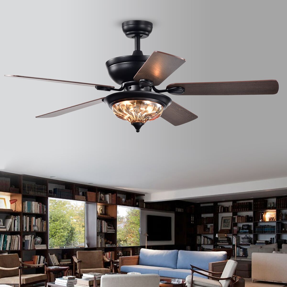 CFL-8420REMO-FB 52 in. Micago Indoor Remote Controlled Ceiling Fan with Light Kit, Black