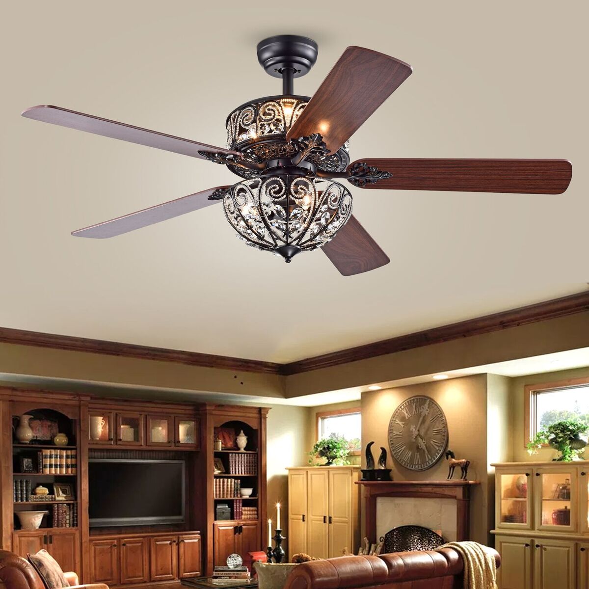 CFL-8423REMO-MB 52 in. Tisaphon Indoor Remote Controlled Ceiling Fan with Light Kit, Chrome