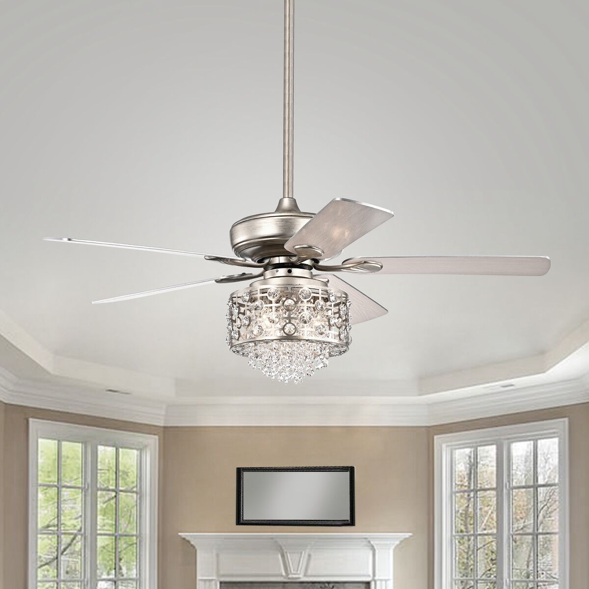 Picture of Warehouse of Tiffany CFL-8440REMO-AS 52 in. Toten Indoor Remote Controlled Ceiling Fan with Light Kit, Silver