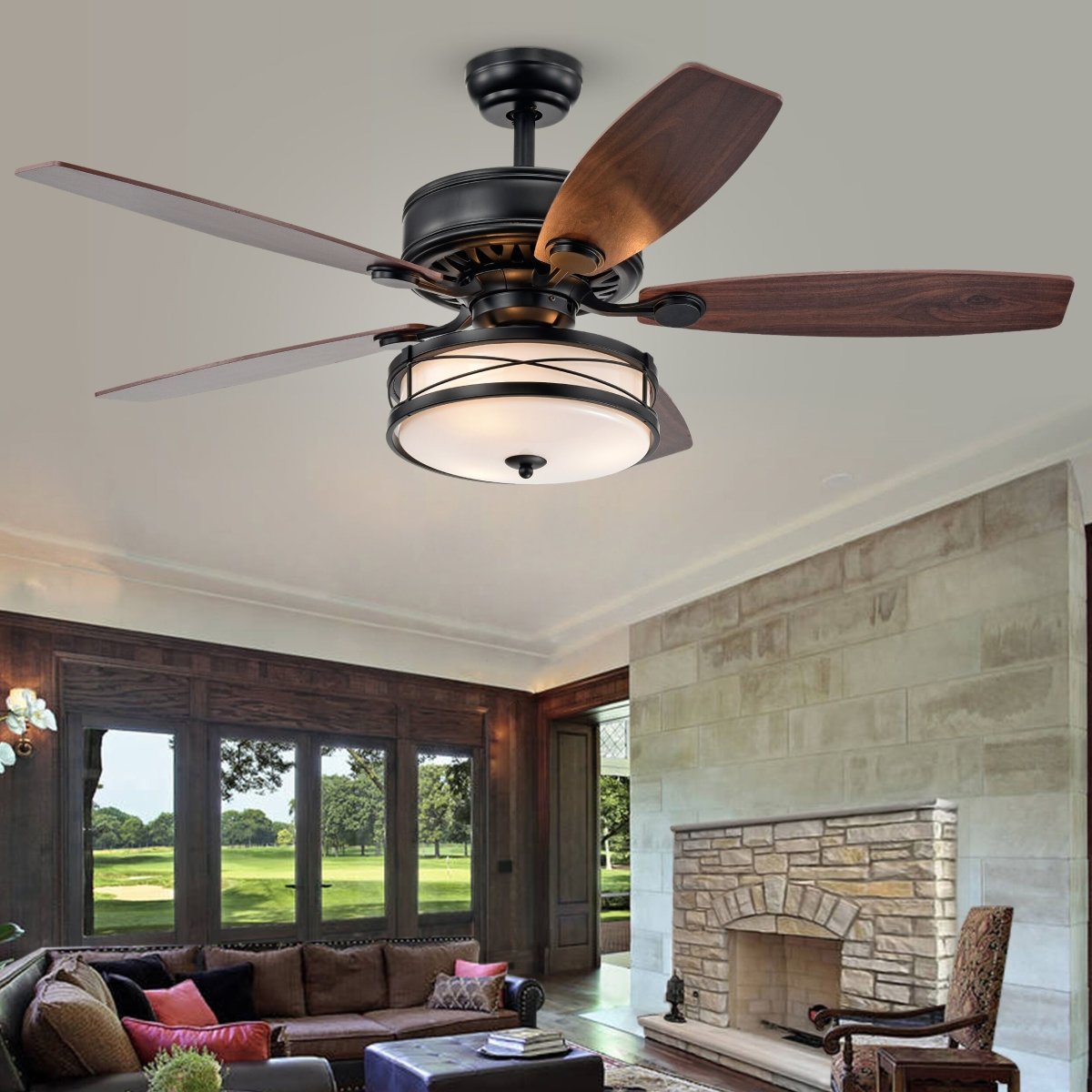 Picture of Warehouse of Tiffany CFL-8455REMO-MB 52 in. Ti Indoor Remote Controlled Ceiling Fan with Light Kit, Black