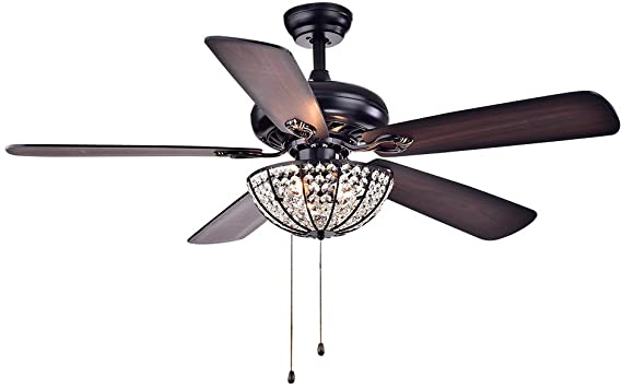 Picture of Warehouse of Tiffany CFL-8167BL 52 in. Hannele 3-Light Indoor Hand Pull Chain Ceiling Fan&#44; Black