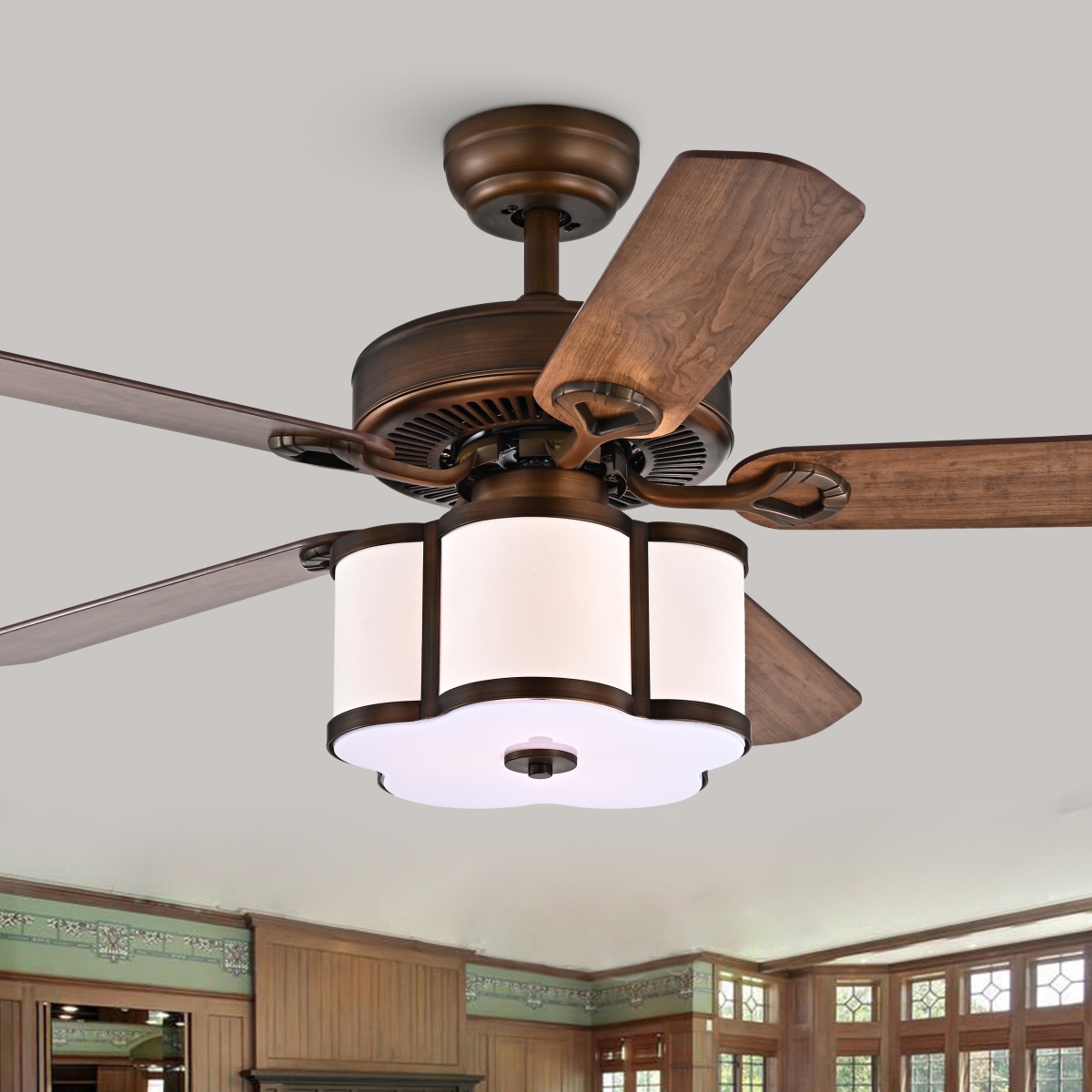 Picture of Warehouse of Tiffany CFL-8437SB Geloy 52 in. 5-Blade Ceiling Fan, Satin Bronze