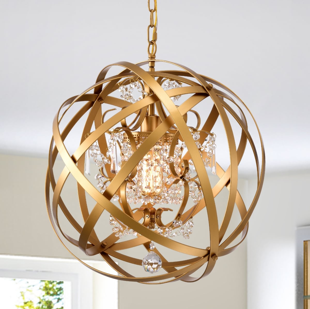 Warehouse of Tiffany HM234/1MG Verite 19 inch Matte Gold with 1 Light Globe Metal Shade Chandelier, image size:1200x1199