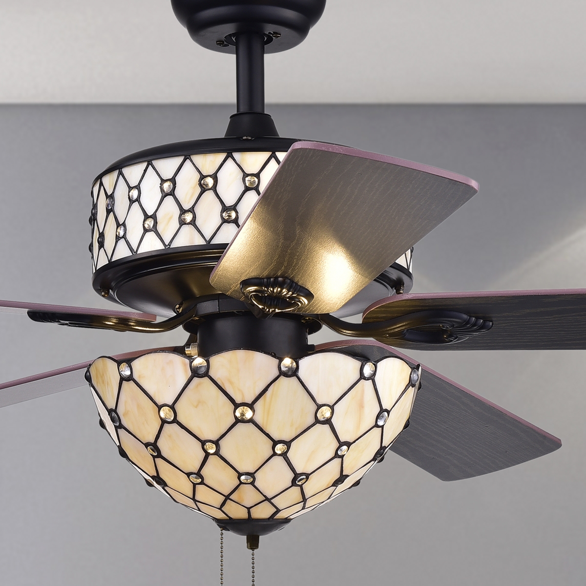 CFL-8279BL 53 in. Tohva 4-Light Indoor Hand Pull Chain Ceiling Fan with Light Kit, Black