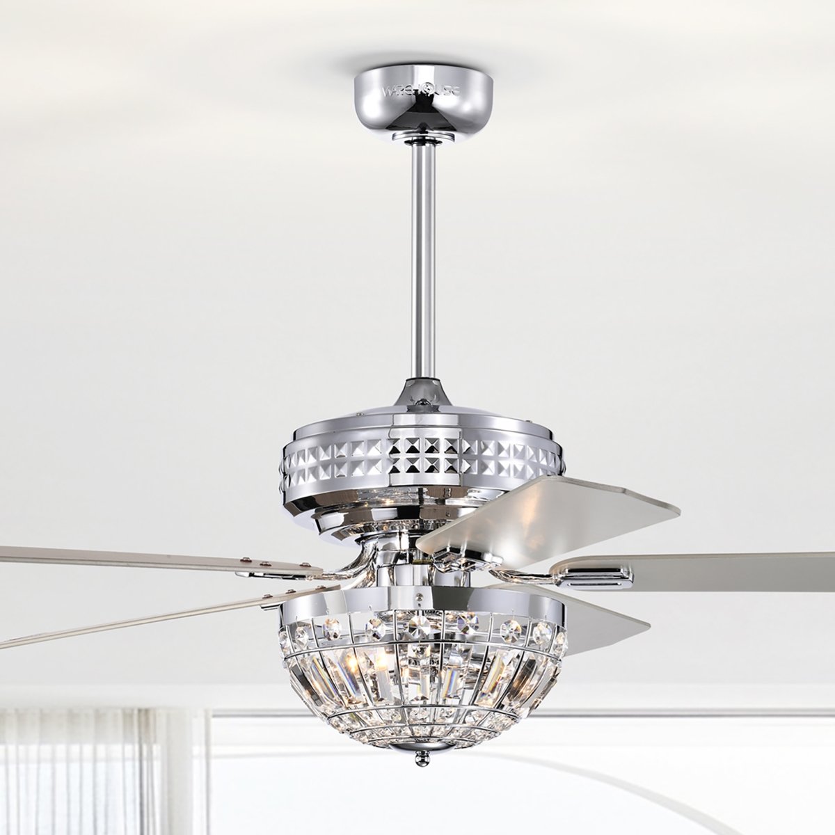 Picture of Warehouse of Tiffany AY01Y01CR 52 in. Alora 3-Light Indoor Polished Chrome Ceiling Fan with Light Kit