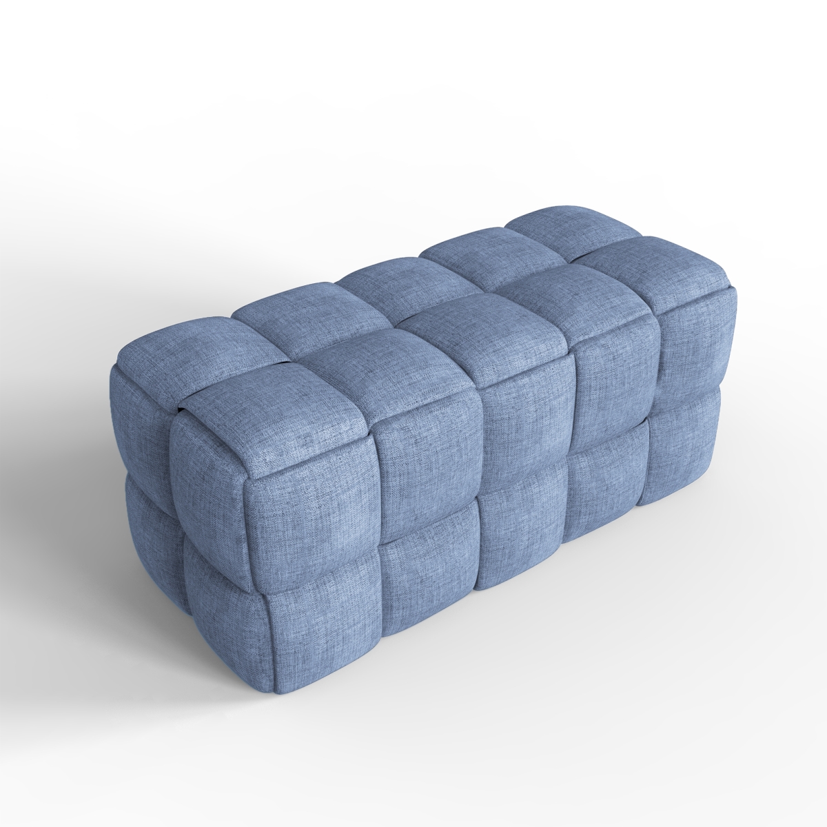 Picture of Warehouse of Tiffany EL7024-6 Luxerna 36-inch Padded Natural Light Blue Linen Box Weave Comfort Bench