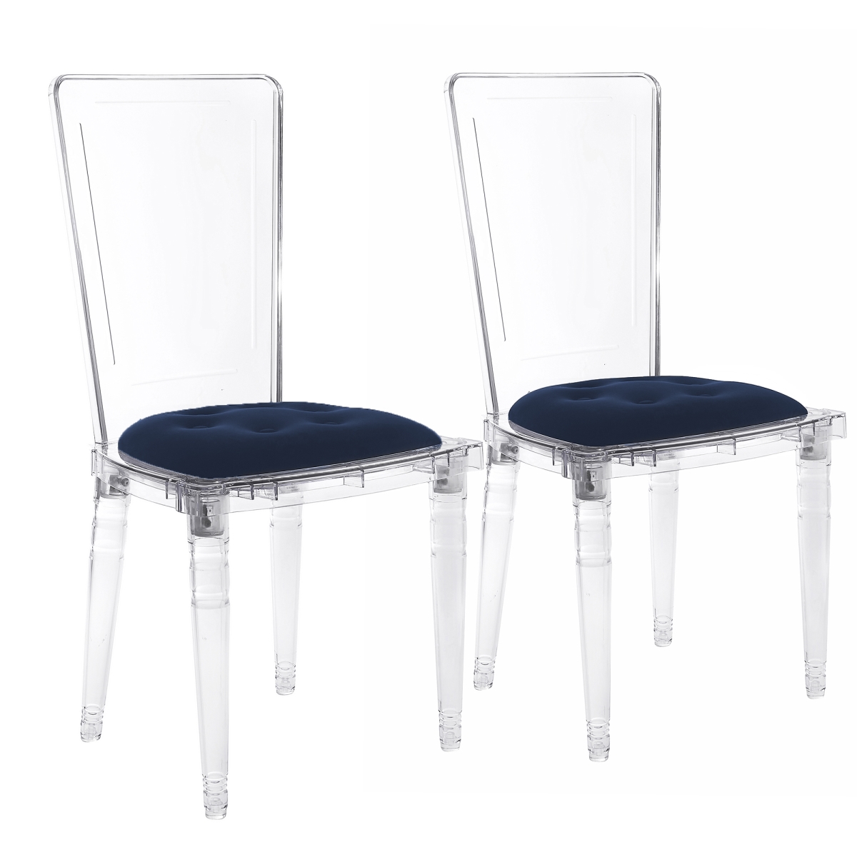 Picture of Warehouse of Tiffany OW-185 Blue Hansel Transparent and Blue padded seat Acrylic Dining Chair (Set of 2)