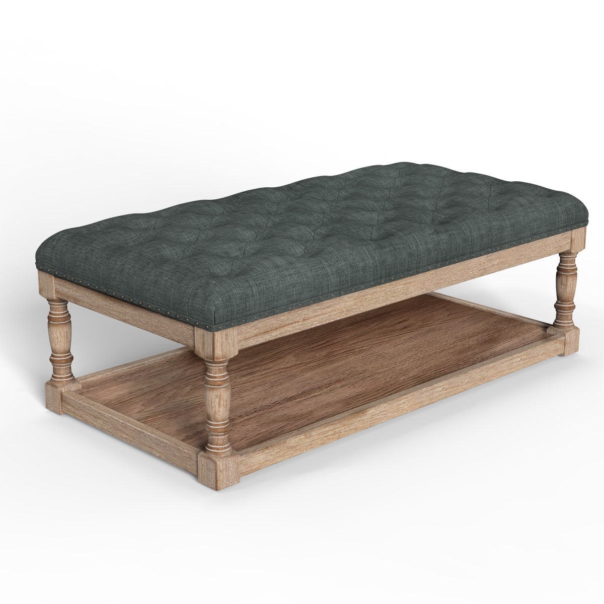 Picture of Warehouse of Tiffany EL1782-5 Tubbs 48-inch Tufted Cocktail Gray Shelved Ottoman