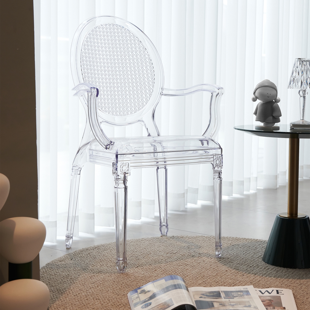 Picture of Warehouse of Tiffany OW-183 Fredrick Clear Acrylic Armchair Dining Chair (Set of 2)