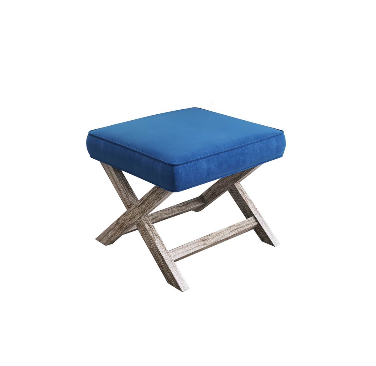 Picture of Warehouse of Tiffany EL2010 Katelin 18-Inch Solid Square Blue Velvet Ottoman