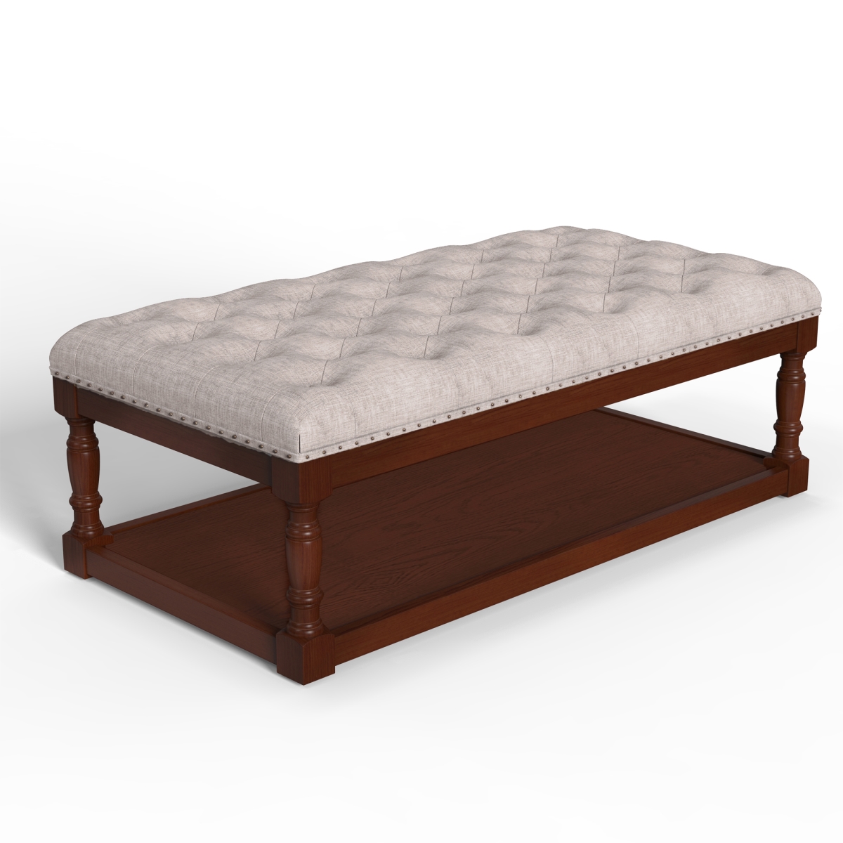 Picture of Warehouse of Tiffany EL1782-2 Tubbs 48-inch Tufted Cocktail Brown Shelved Ottoman