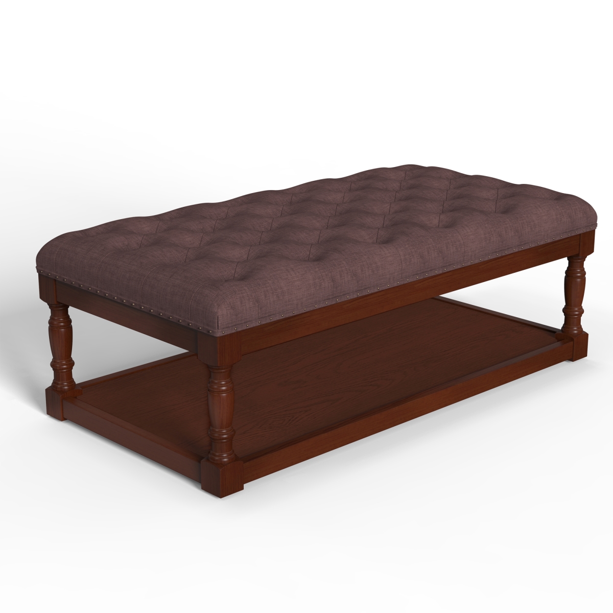 Picture of Warehouse of Tiffany EL1782-10 Tubbs 48-inch Tufted Cocktail Brown Shelved Ottoman