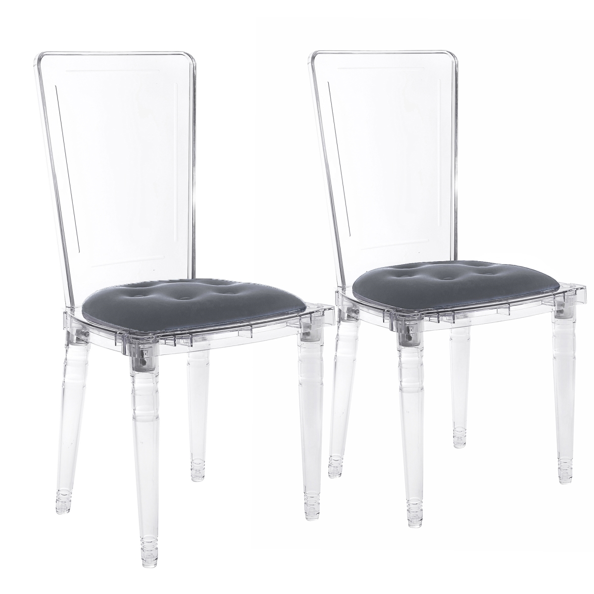 Picture of Warehouse of Tiffany OW-185 Gray Hansel Transparent Acrylic Dining Chair (Set of 2)