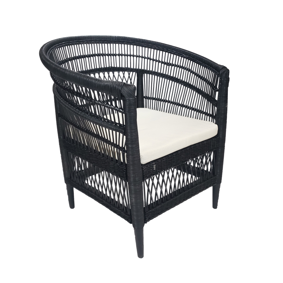 Picture of Warehouse of Tiffany 32065 Symka Curved Back Woven Rattan Armchair with Padded Seat