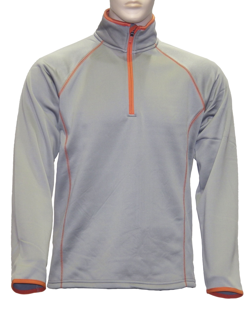 Mens Poly-Spandex Pullover, Small - Gray with Orange