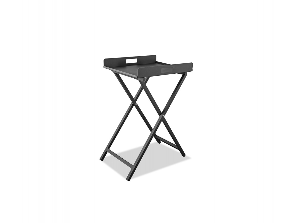 Whiteline ST1602 Kai Indoor & Outdoor Tray Side Table with Aluminium Plate & Stand, Powdercoated - 28 x 19 x 15 in.