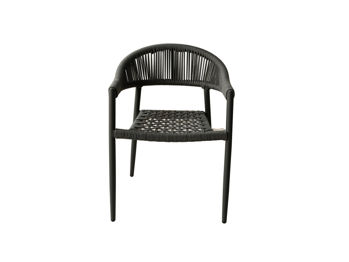 Leyla Outdoor Dining Armchair - Gray - Stackable - Durable Aluminum Frame