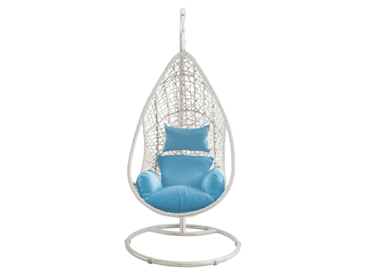 Picture of Whiteline EG1684-WHT-BLU Bravo Outdoor Egg Chair&#44; White & Blue