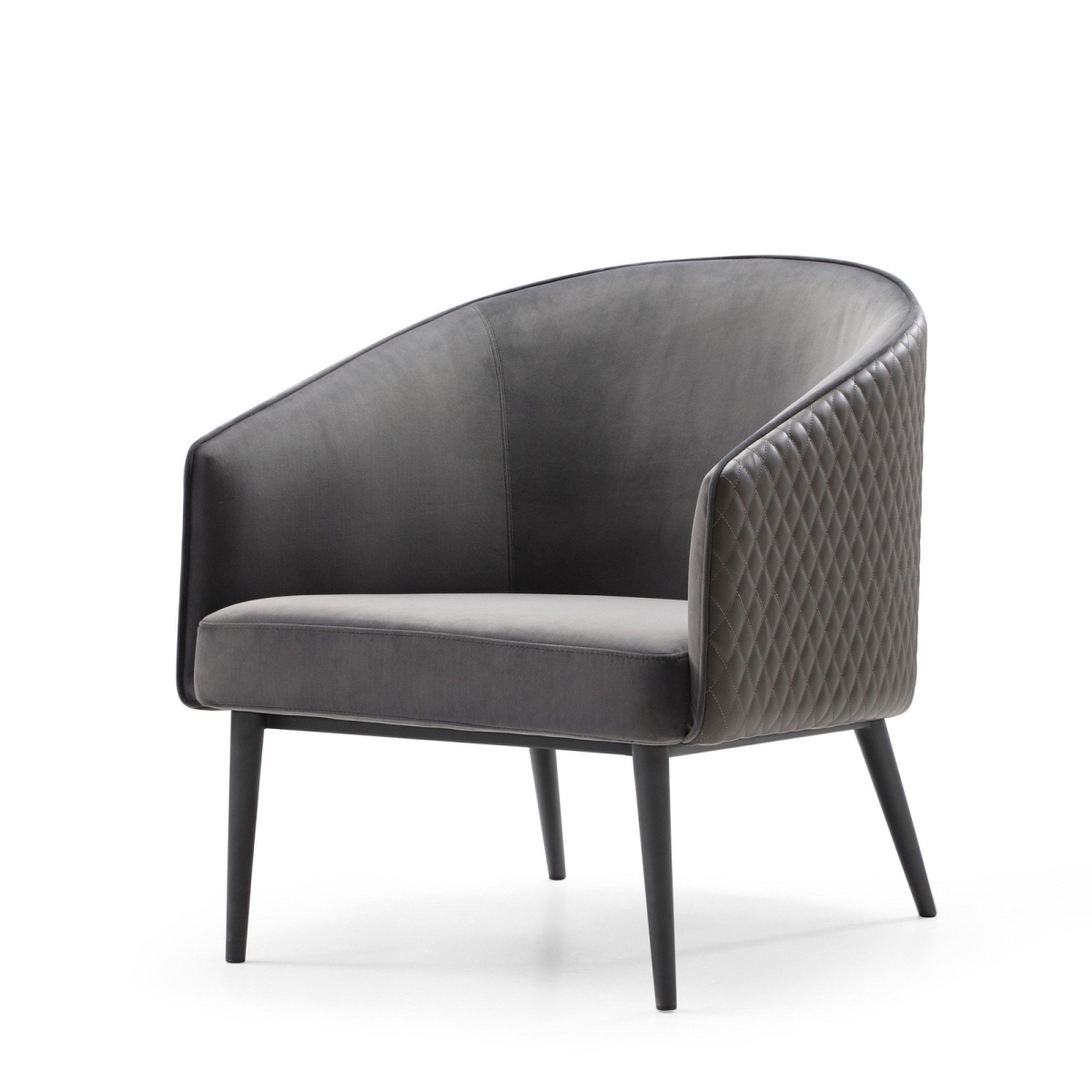 Picture of Whiteline CH1703FP-GRY-DGRY Sanded Black Coated Steel Base Frame Boston Leisure Chair&#44; Front Back & Seat in Velvet Fabric - Dark Grey