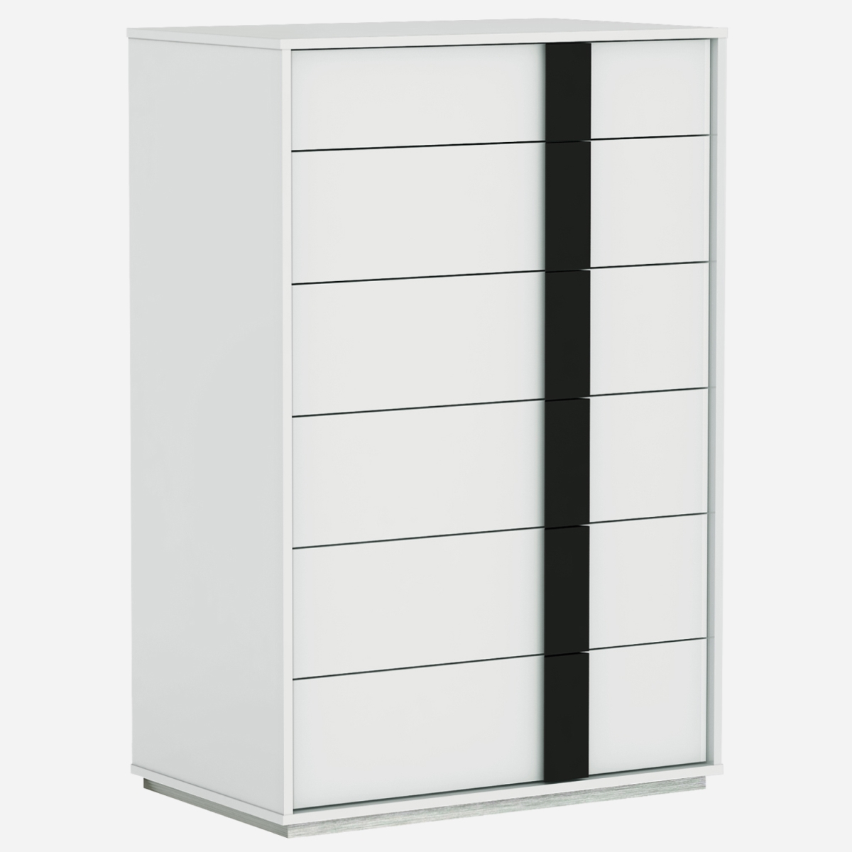 CD1617-WHT-BLK 6 Drawer Chest, High Gloss White & Matte Black