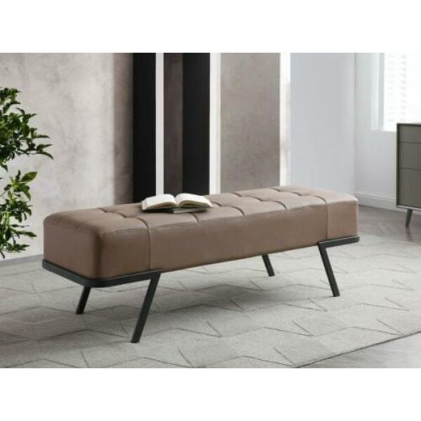 Picture of Whiteline Imports BN1714P-TAU Shadi Bench with Leatherette & Sanded Steel Legs&#44; Taupe & Black