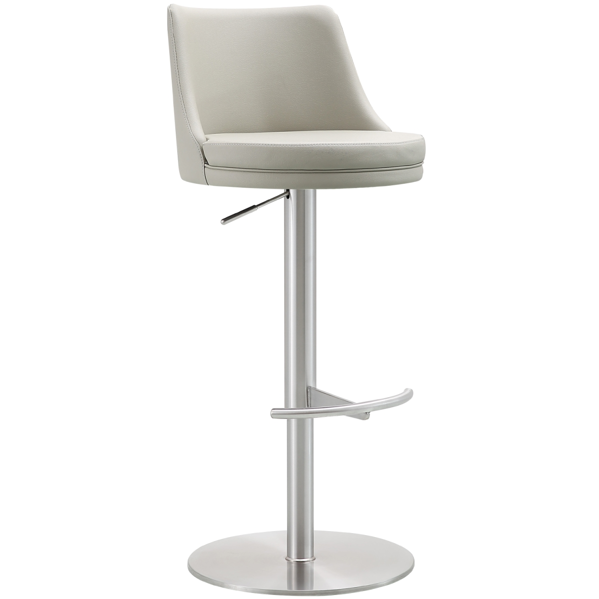 BS1715P-SLV-LGRY Carter Adjustable Swivel Bar Stool with Leatherette & Brushed Stainless Base, Gray