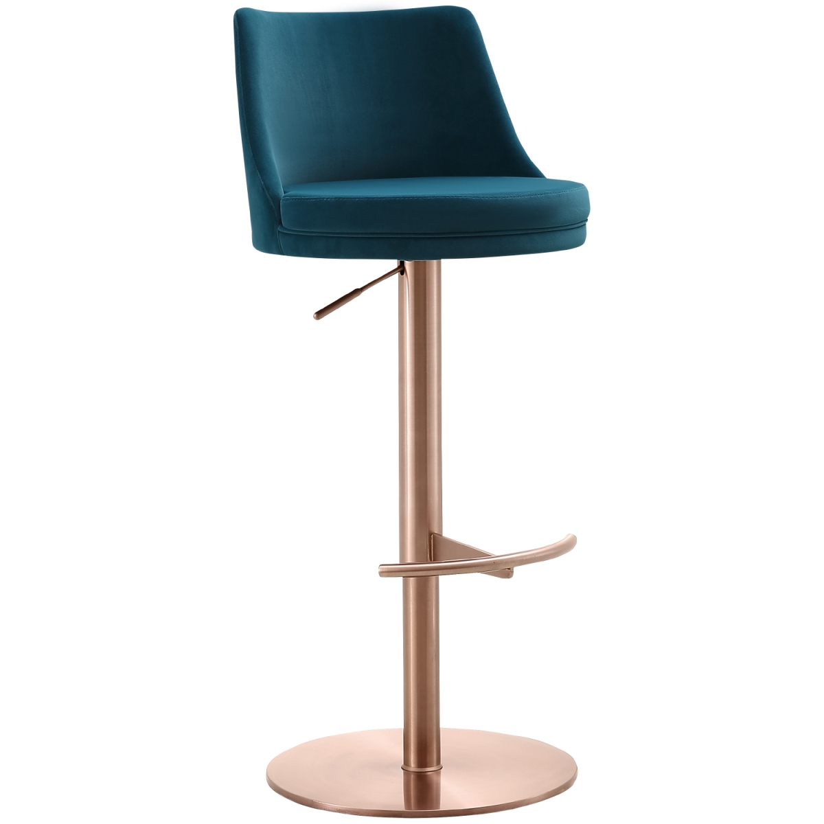 Picture of Whiteline Imports BS1715F-RGLD-BLU Carter Barstool with Adjustable Height&#44; Swivel&#44; Blue Velvet Seat & Rose Gold Base