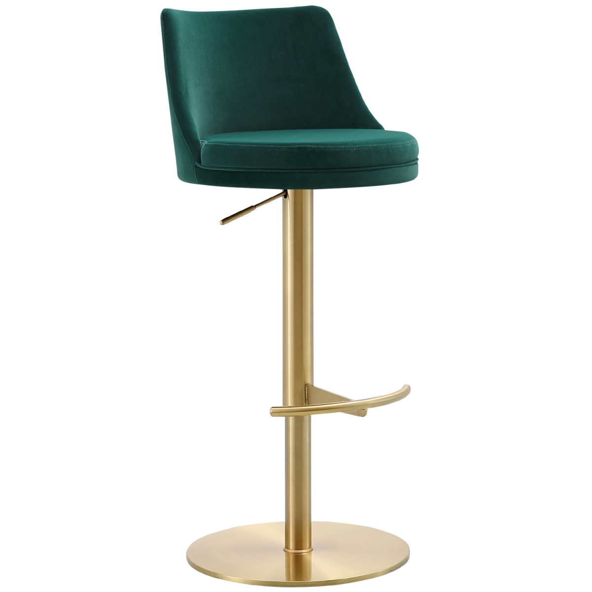 Picture of Whiteline Imports BS1715F-GLD-GRN Carter Barstool with Adjustable Height Swivel & Velvet Seat&#44; Green & Gold