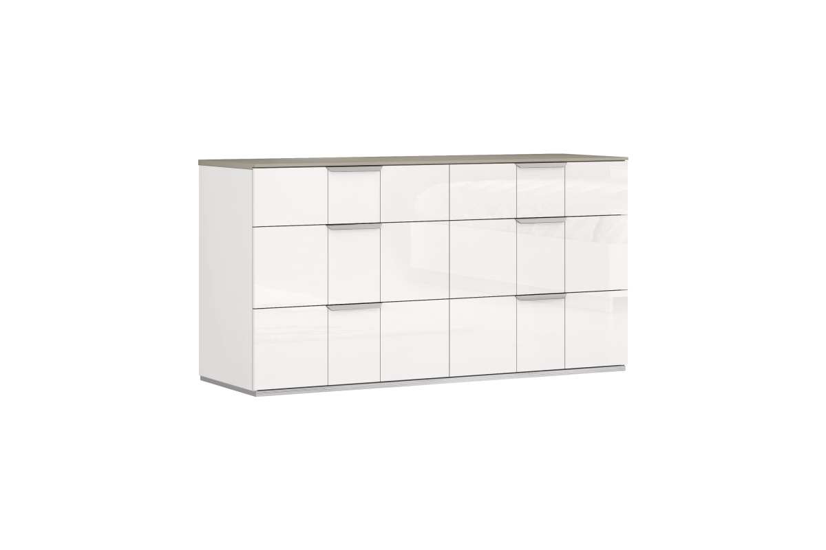 DR1723-WHT Daisy Dresser with 6 Self Close Drawers, High Gloss White