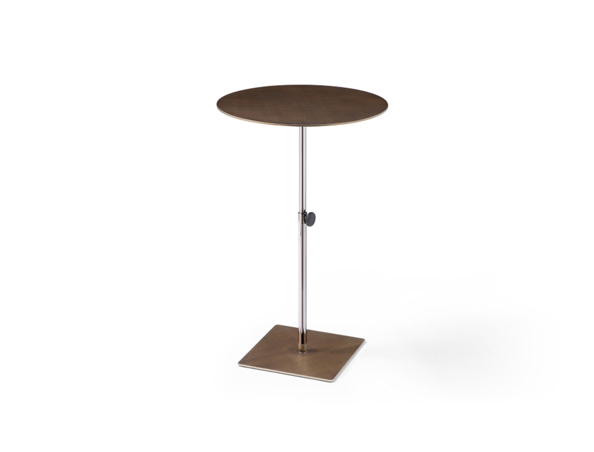 ST1877-BRZ 16 x 16 x 18-30 in. Marley Side Table - Bronze Brushed Metal - Grid Lines Design Top - Adjustable Height - Stainless Steel Base, Bronze