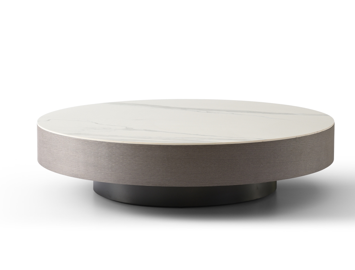 CT1887-GRY 41 x 11 in. White Ceramic Top, Frame & Base in Grey Oak Veneer Cory Coffee Table, Gray