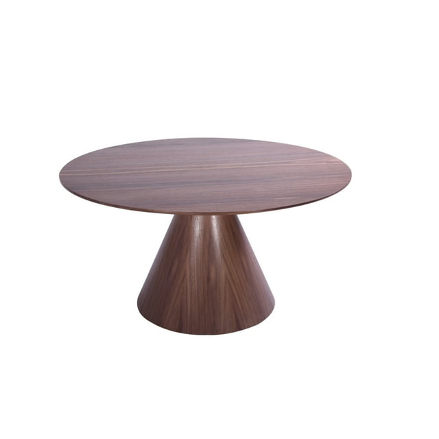 Whiteline DT1609-WLT EPI-1613-VNR-WLT Norfolk Round Dining Table - Walnut Veneer, Brown