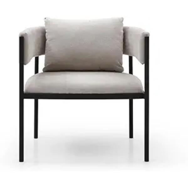 Whiteline CH1821F-LGRY Envie Accent Chair - Fabric BIX-VB3323-03 with Back Cushion, Legs in Sanded Black Powder-Coated Steel, Light Grey